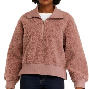 Philosophy Women's Long Sleeve Quarter Zip Sherpa Pullover Jacket